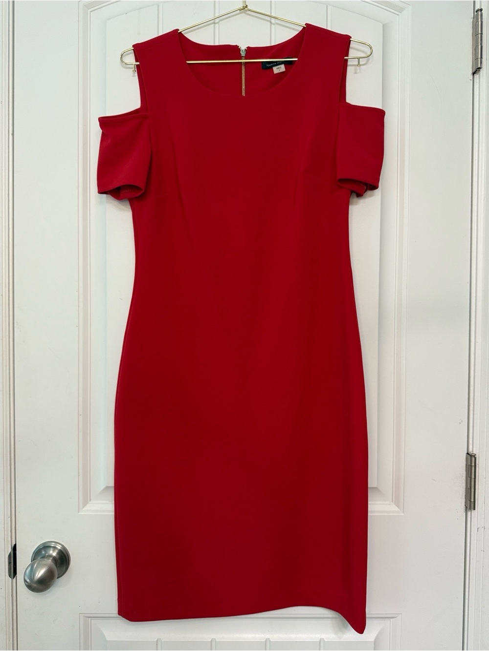 Tommy Hilfiger Cold-Shoulder Red Sheath Dress Size 6 Business Casual Office